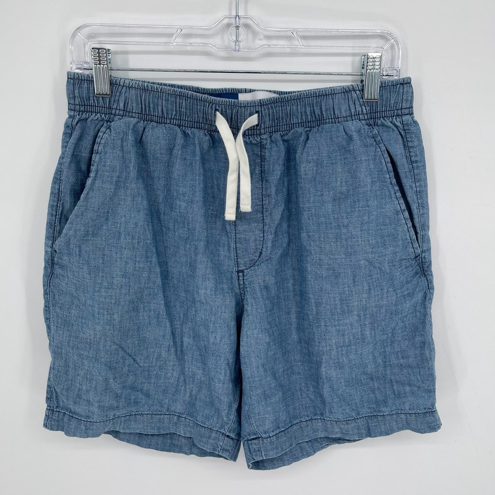 Old Navy Women's Blue Elastic Waist Pockets Chambray Denim Jogger Shorts Size S